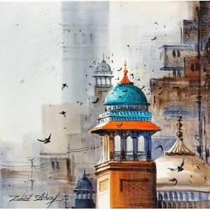 Zahid Ashraf, 12 x 12 inch, Watercolor on Canvas, Cityscape Painting, AC-ZHA-049